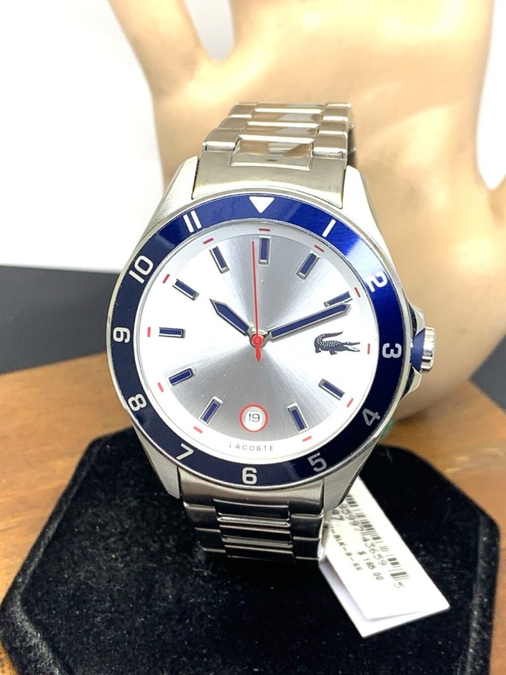 Lacoste Men's Watch 2011187 Tiebreaker Quartz Silver Dial Stainless Steel 43mm